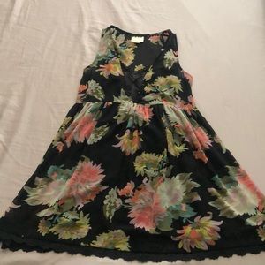 Anthropologie Maeve floral mesh and slip dress